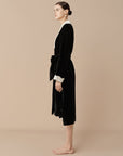 SILKINC White Collar Silk Velvet Long Nightgown