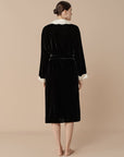 SILKINC White Collar Silk Velvet Long Nightgown