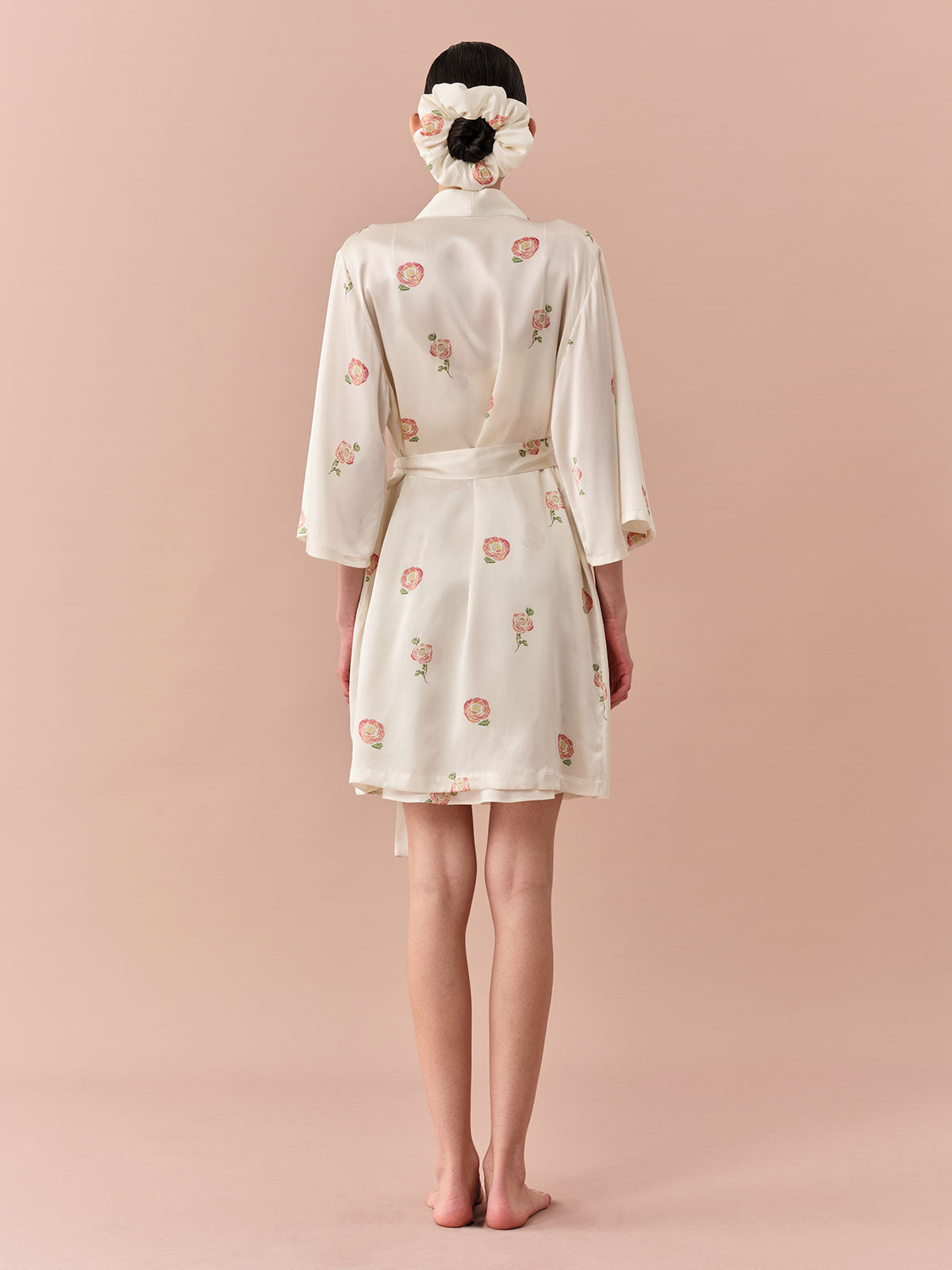 SILKINC Rose Short Silk Dressing Gown