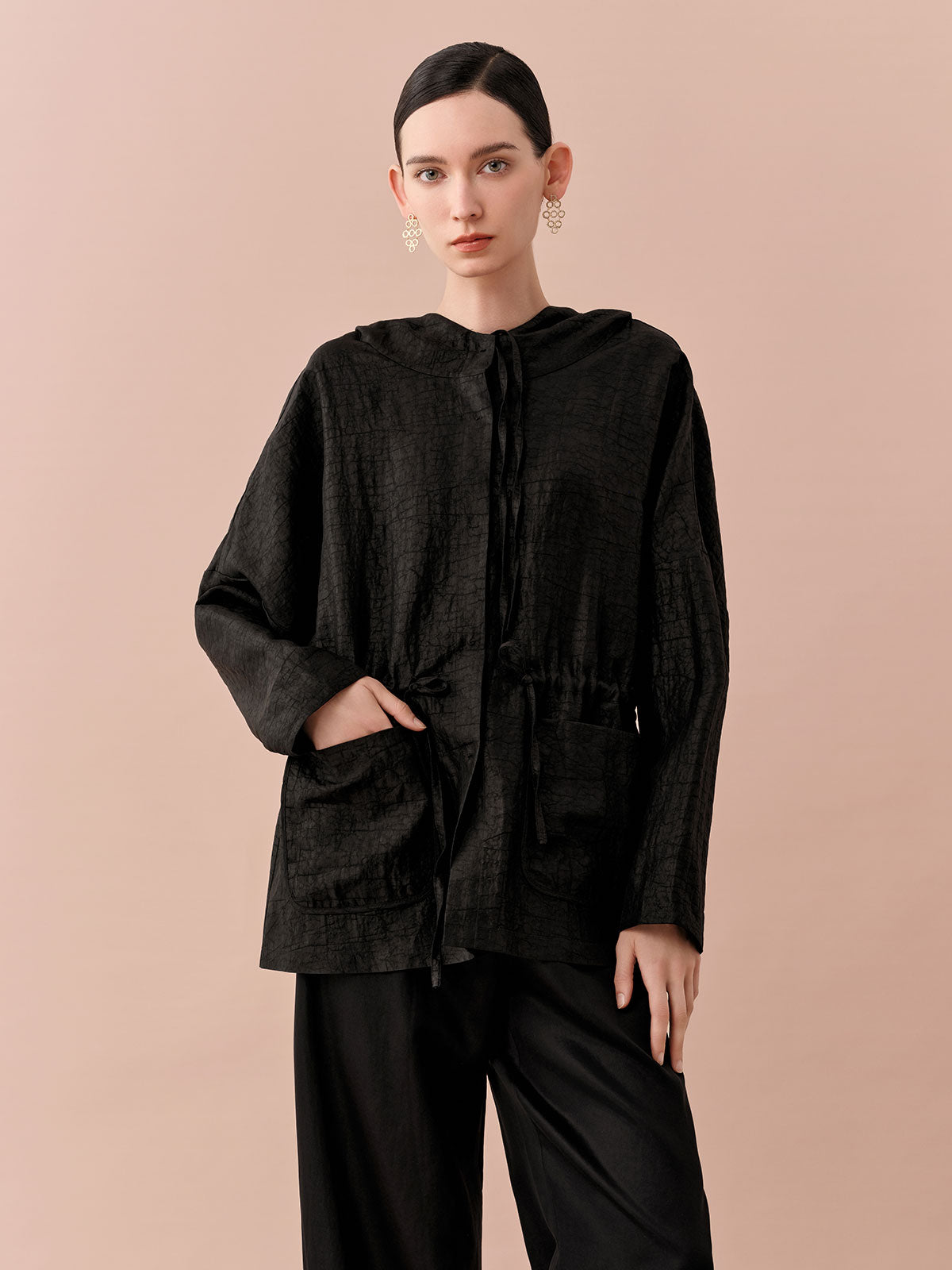 SILKINC Hooded Xiang Yun Sha Silk Jacket