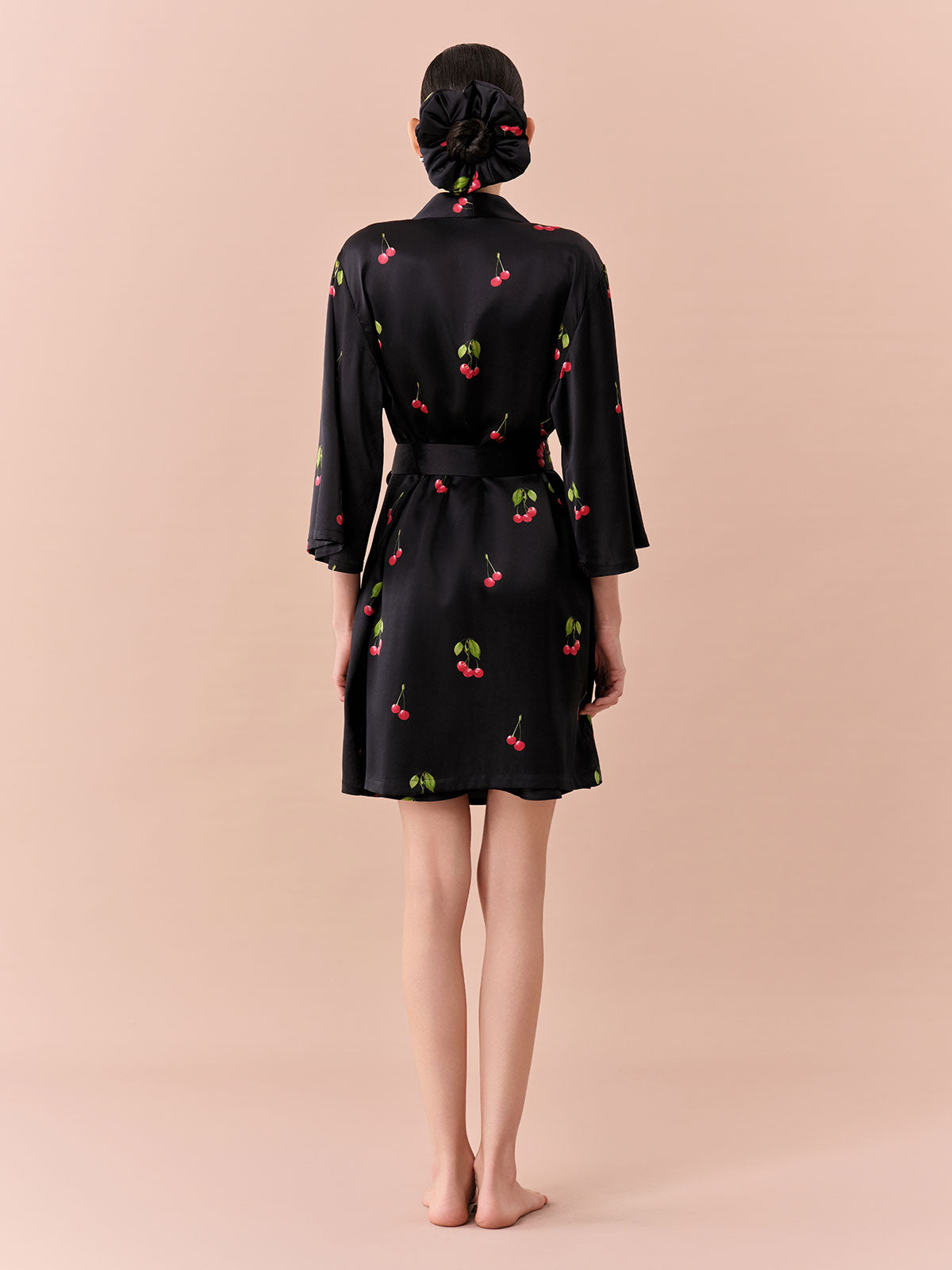 SILKINC Cherry Short Silk Dressing Gown
