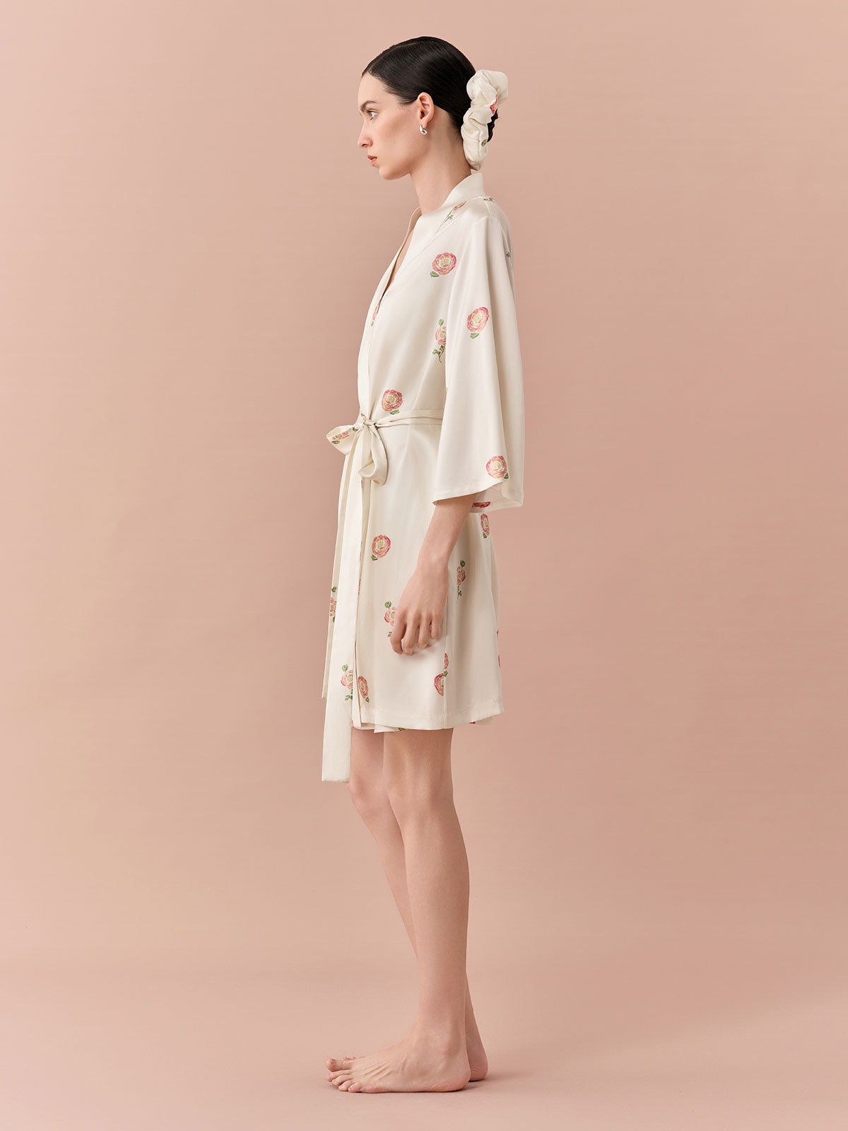 SILKINC Rose Short Silk Dressing Gown