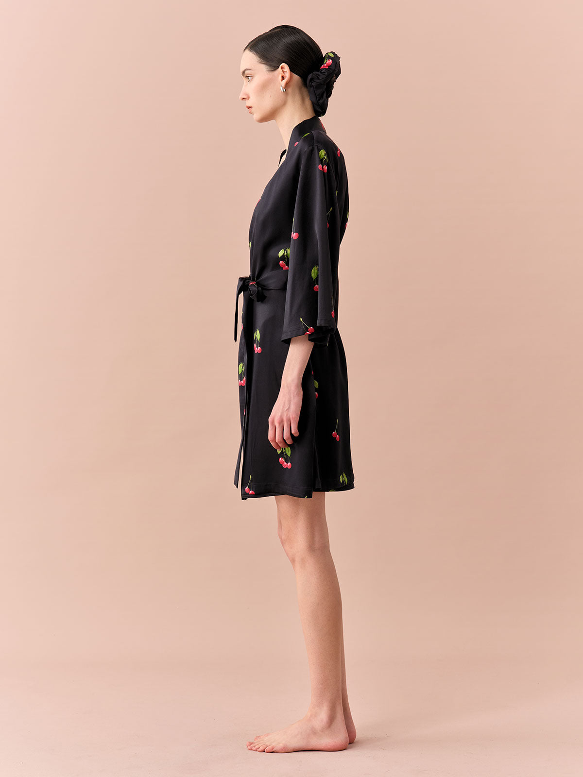 SILKINC Cherry Short Silk Dressing Gown