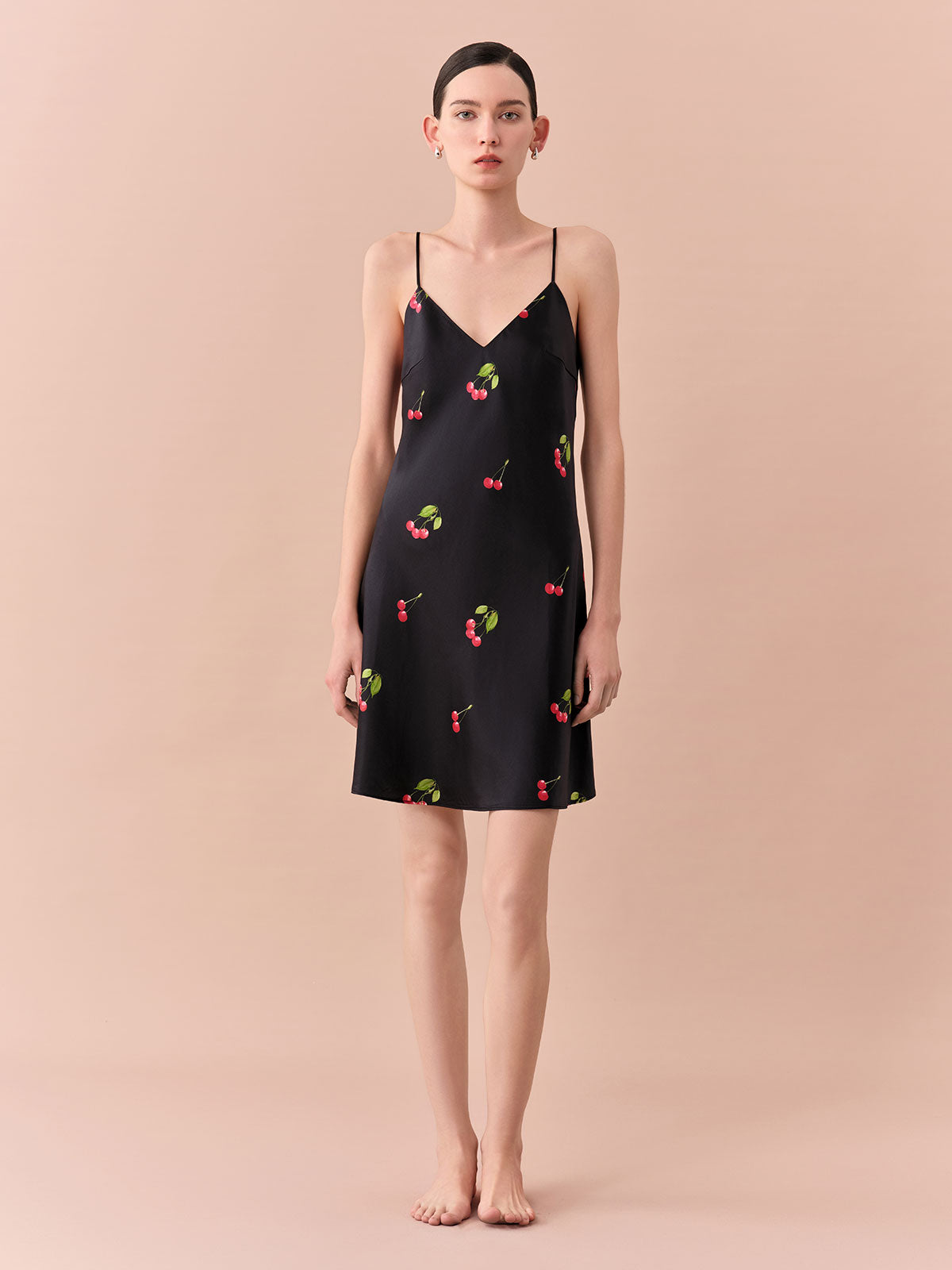 SILKINC Cherry Silk Slip Dress