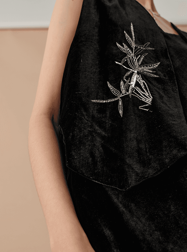 SILKINC Silk Velvet Embroidered Vest