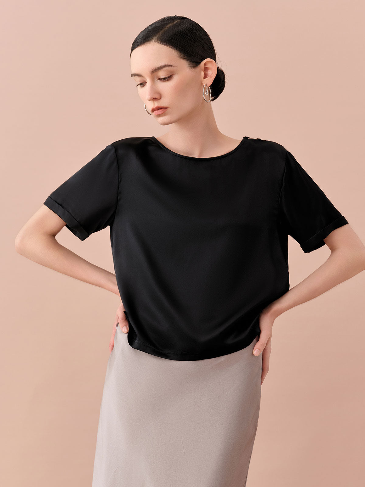 SILKINC Classic Silk Round Neck Basic T-shirt