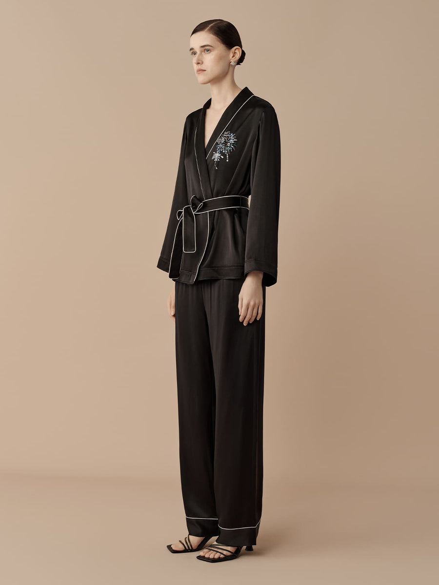 SILKINC Long Sleeved Silk Wrap Loungewear Set