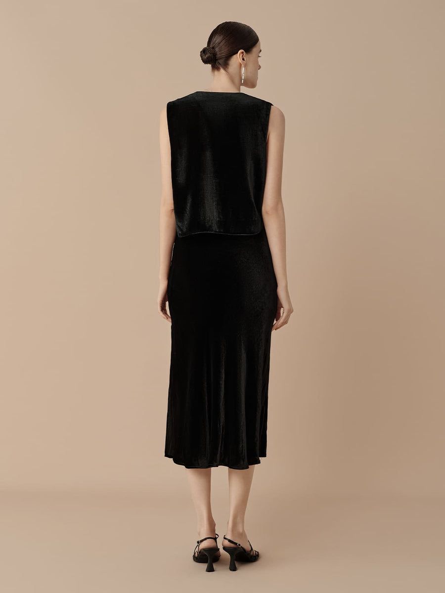 SILKINC Silk Velvet Embroidered Vest