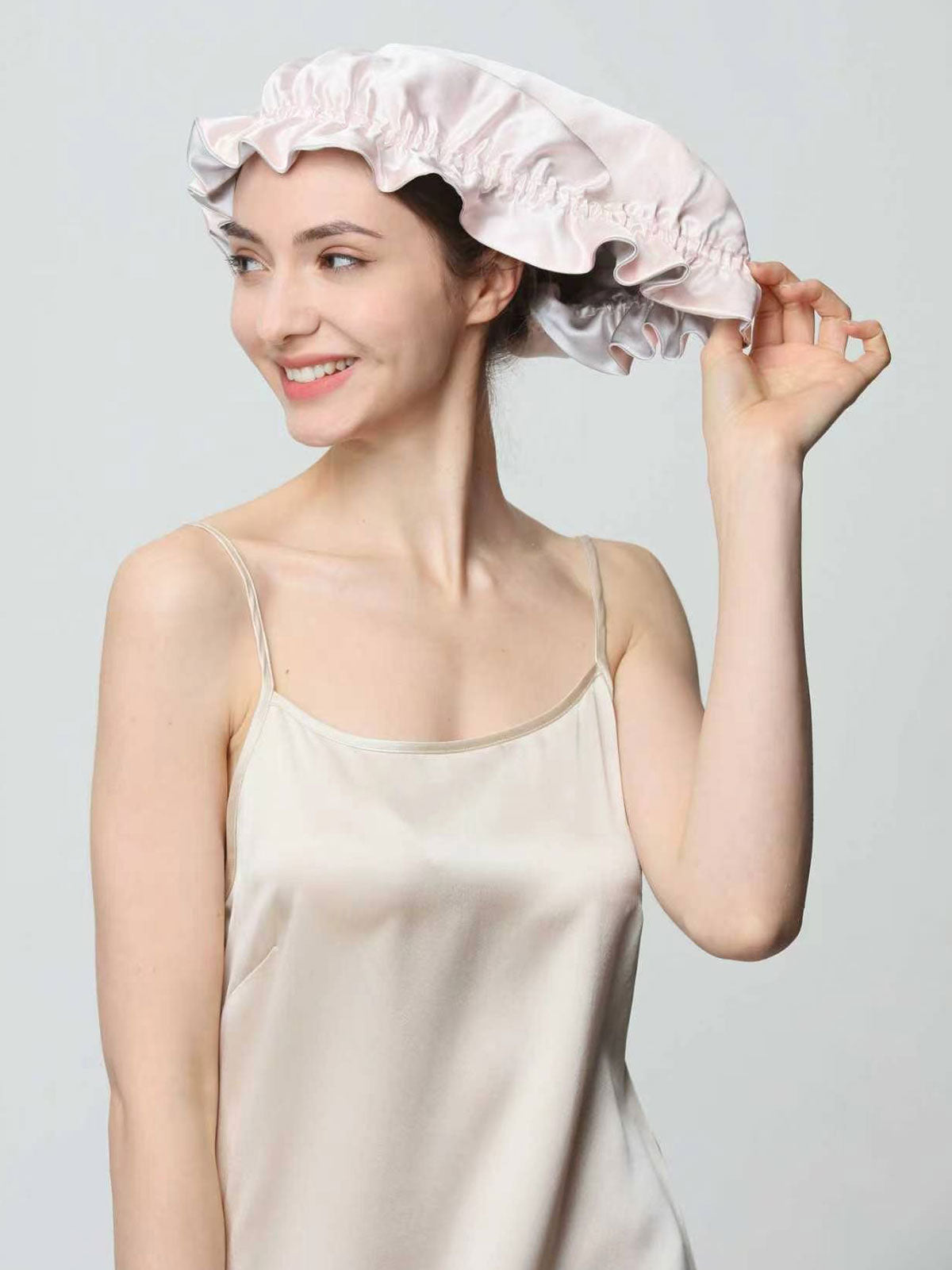 SILKINC Mulberry Silk Ruffle Sleep Bonnet