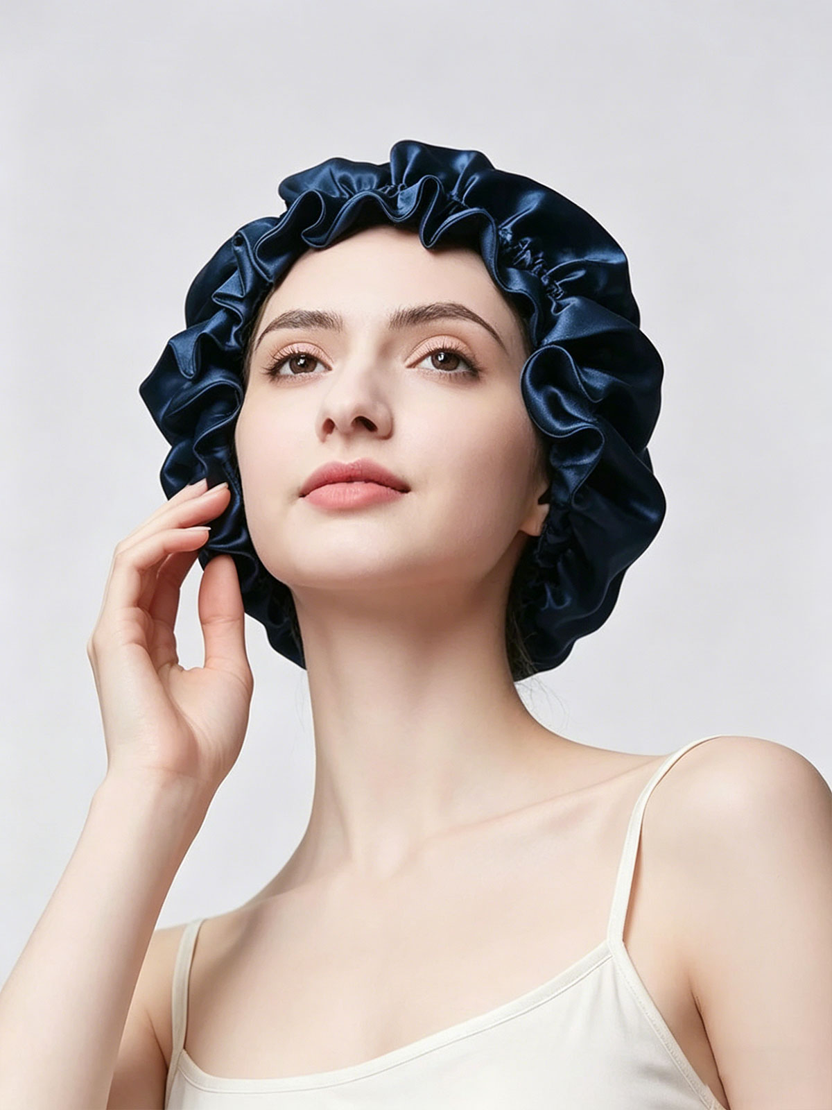 SILKINC Mulberry Silk Ruffle Sleep Bonnet