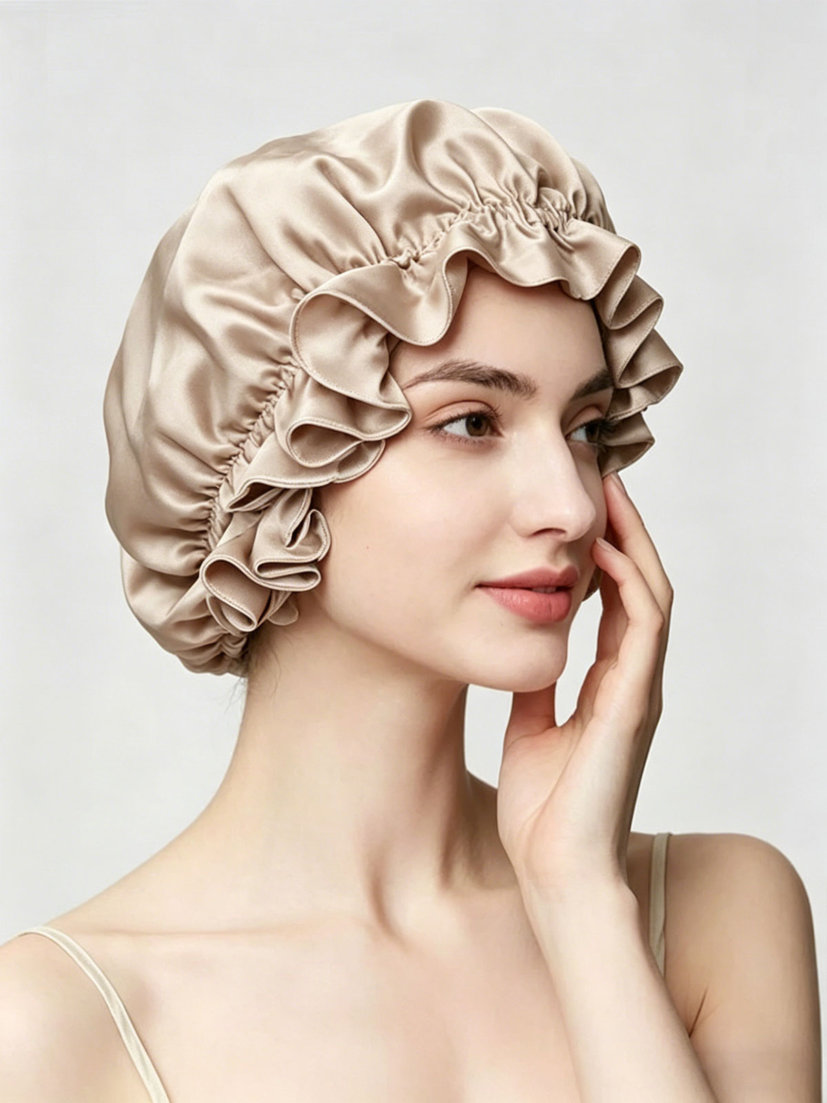 SILKINC Mulberry Silk Ruffle Sleep Bonnet