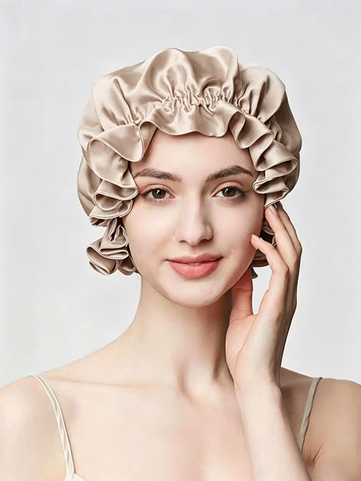 SILKINC Mulberry Silk Ruffle Sleep Bonnet
