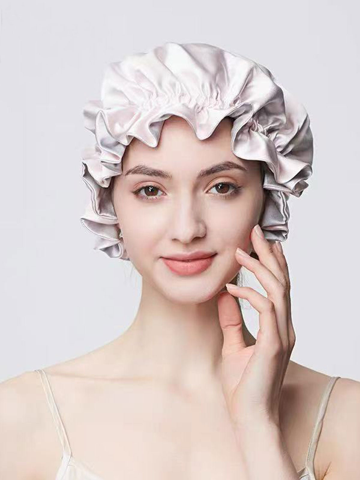 SILKINC Mulberry Silk Ruffle Sleep Bonnet
