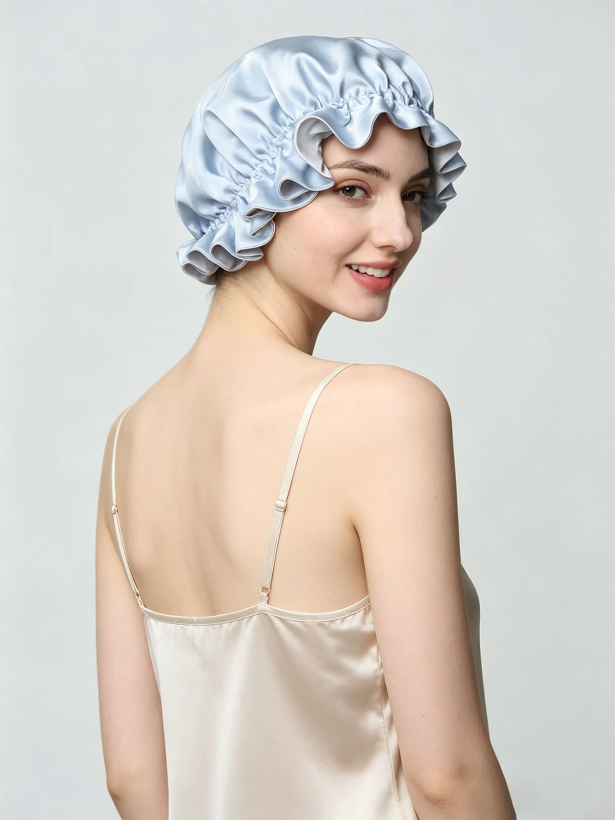 SILKINC Mulberry Silk Ruffle Sleep Bonnet