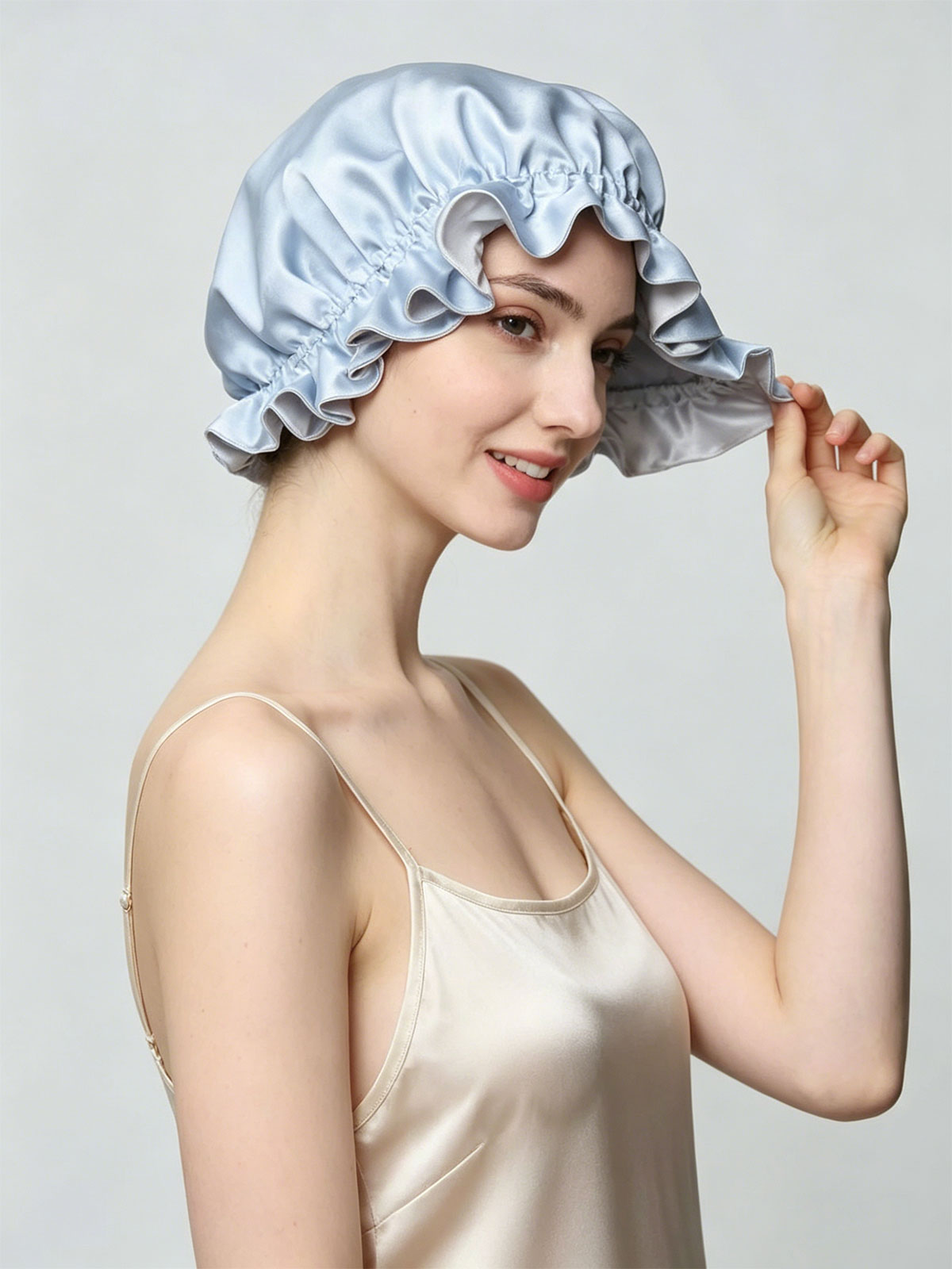 SILKINC Mulberry Silk Ruffle Sleep Bonnet