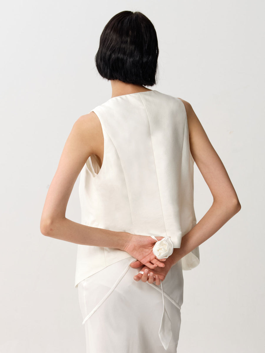 SILKINC V-Neck Blended Silk-Cotton Waistcoat