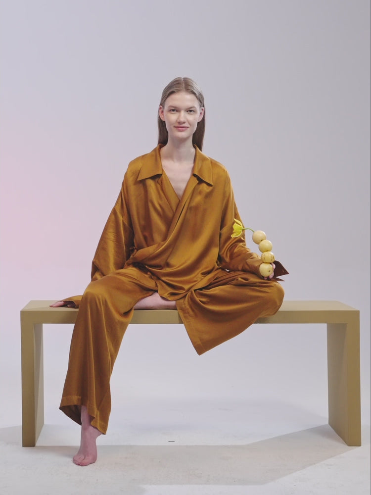 SILKINC Meditation Cross-over Silk Shirt