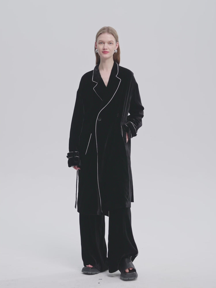 SILKINC Silk-Velvet Long Jacket