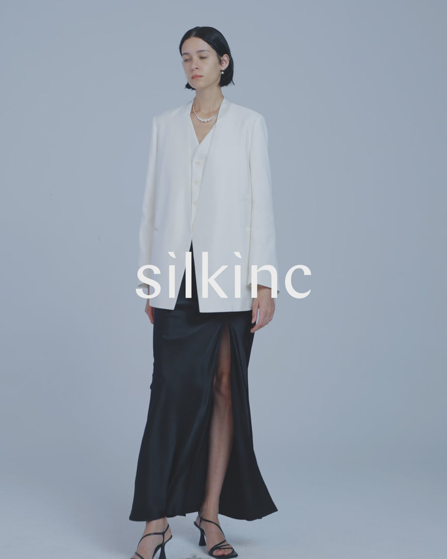 SILKINC Gentle Collarless Silk Suit Jacket