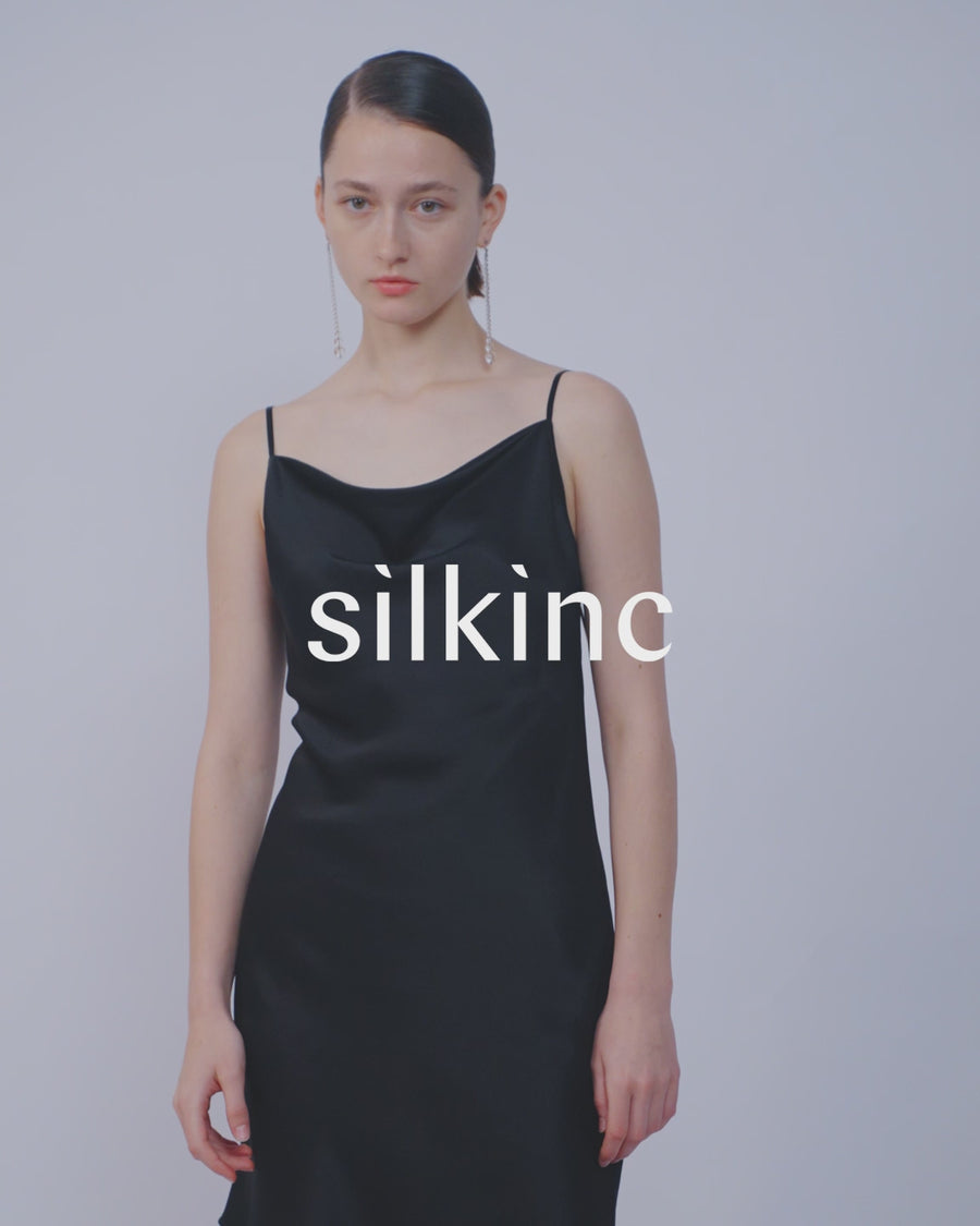 SILKINC Crystal Bias Cut Cowl Neck Mini Slip Dress (Spirit slip)