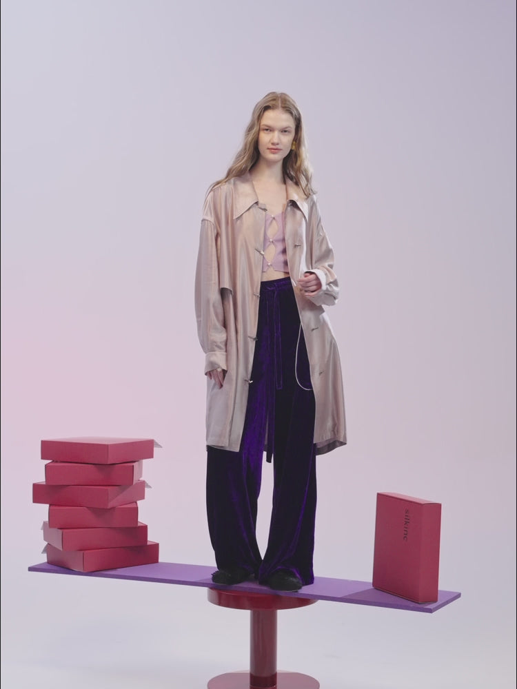 SILKINC Silk-Linen Trench Coat
