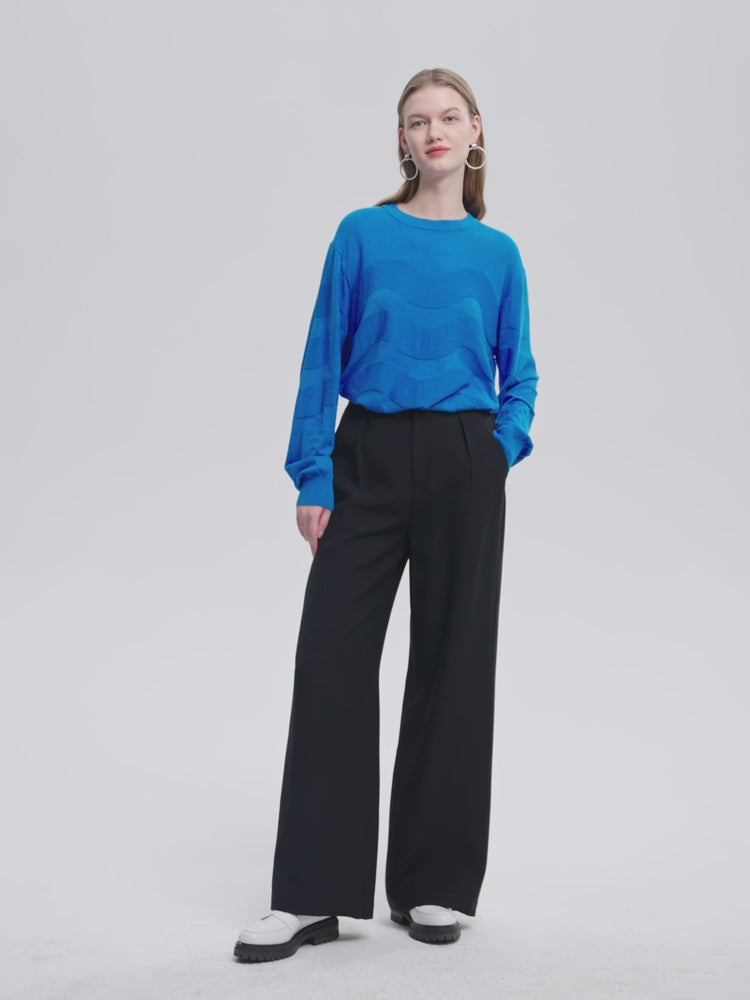SILKINC Unisex Silk-Cotton Wave Sweater